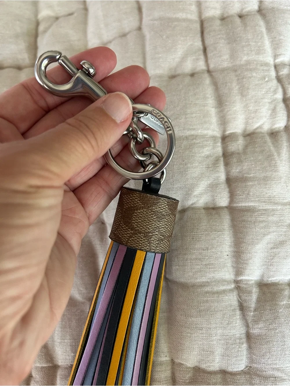 Coach Multicolor Leather Tassel Keychain